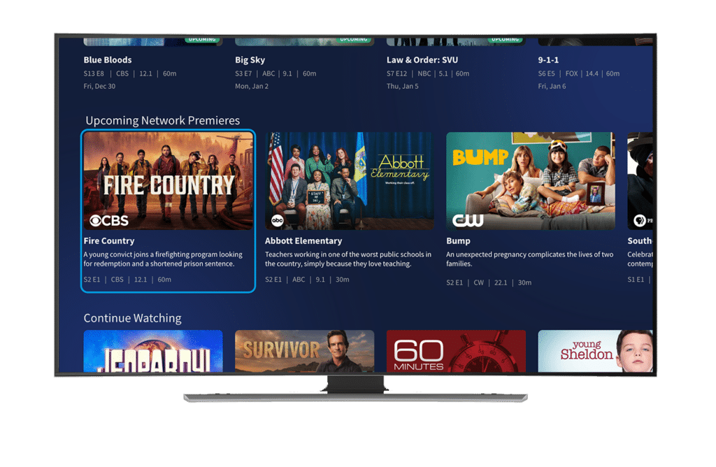 Tablo home screen showing upcoming season premieres