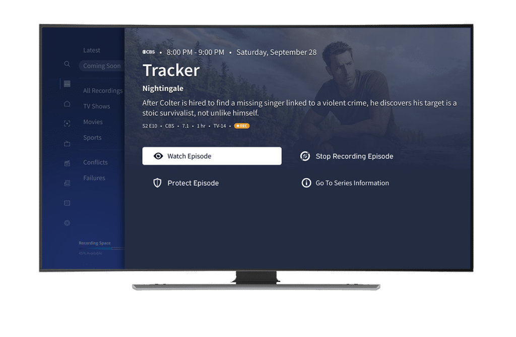 Tablo UI - in-progress recording