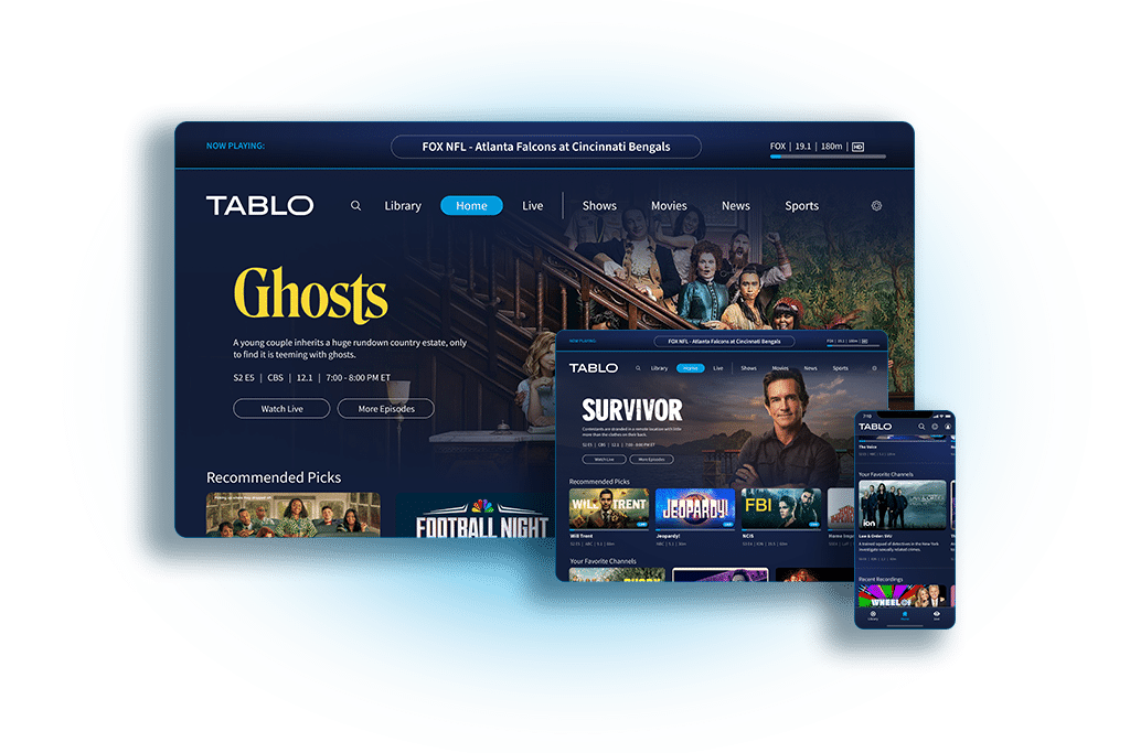 Tablo interface on different sized screens