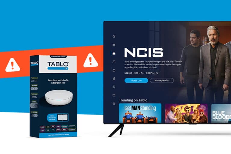 Tablo box, beside it is a TV with NCIS landing page.