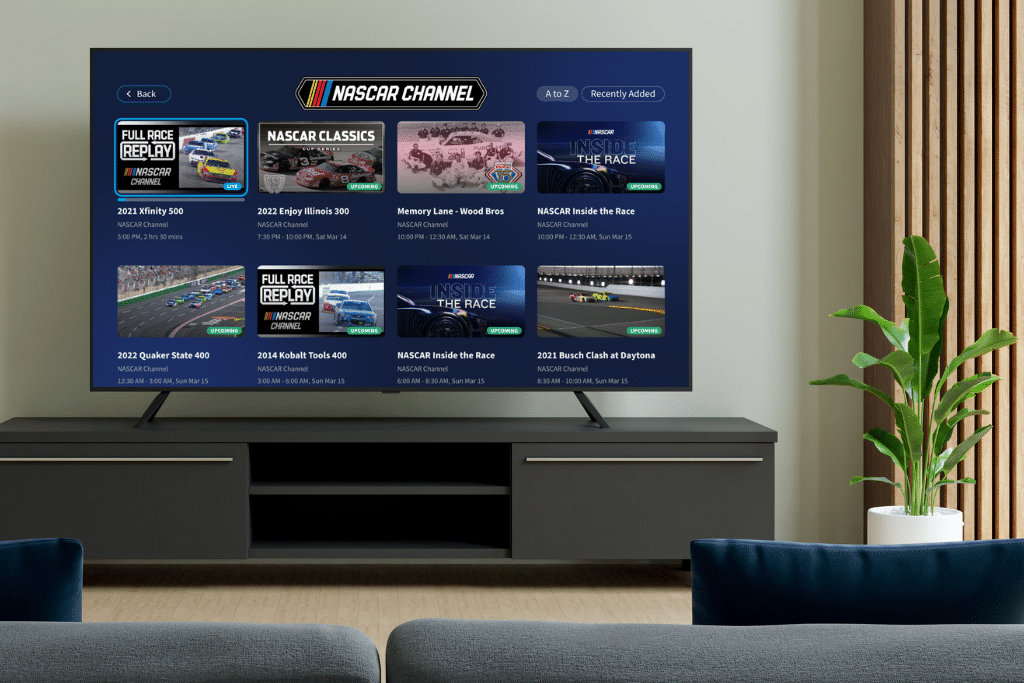 TV showing the Tablo showing the NASCAR Channel