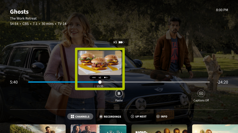 Fast-forward preview thumbnails within the Tablo app