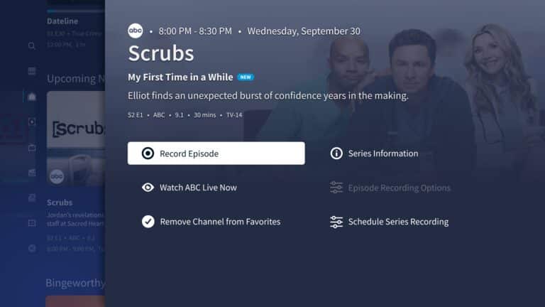 Tablo App Home Network Premieres Flyout